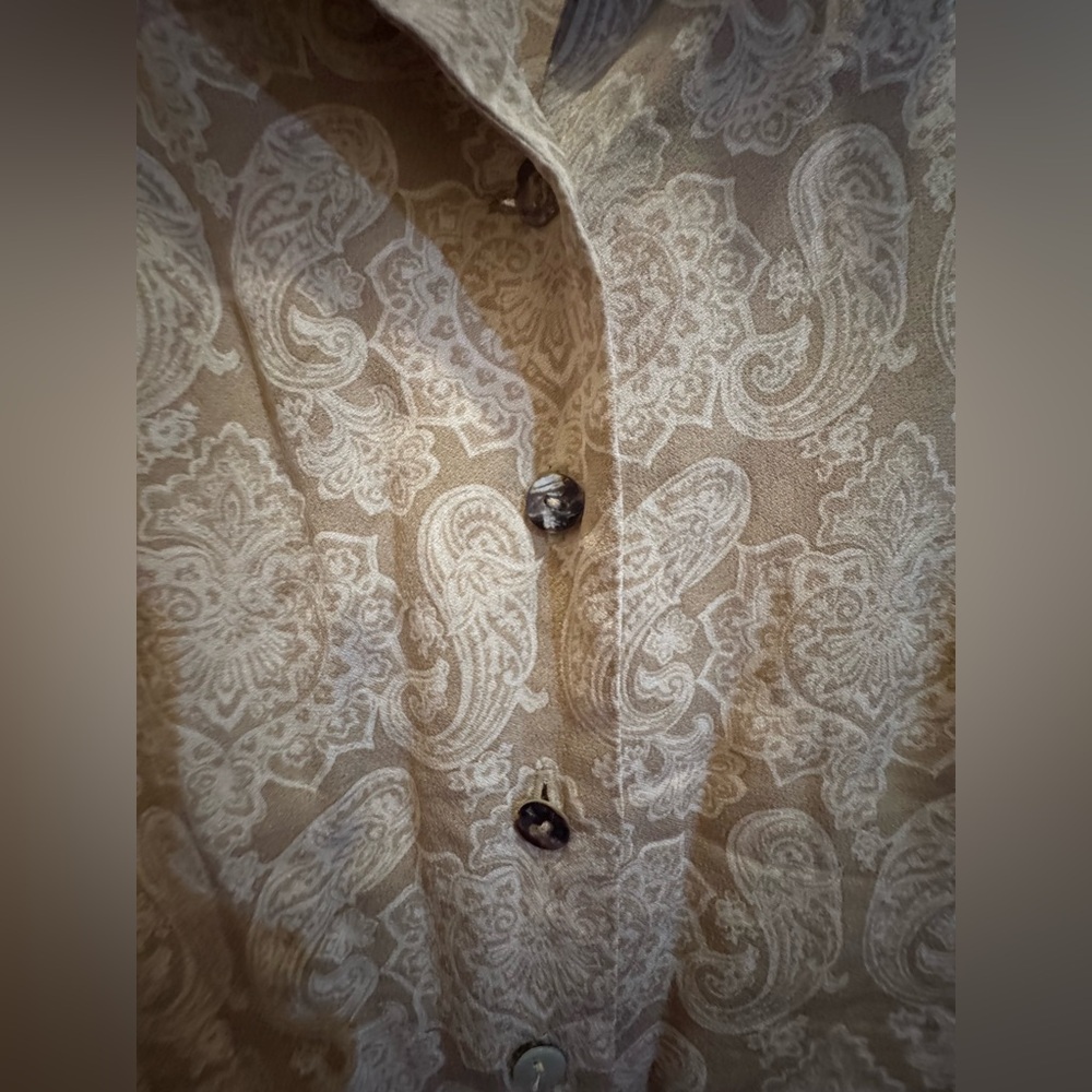 Liz Claiborne 100% Silk Paisley Button-Up Blouse - Picture 4 of 4